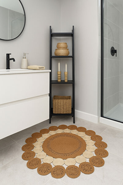 Halımax Çift Taraflı Yıkanabilir Hav Toz Vermez Bohem Jüt Halı Koridor Mutfak Banyo Antre Jüt Kilim