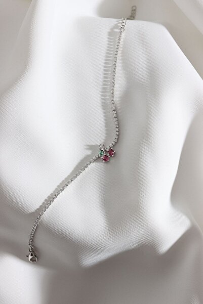 LA PERRY ACCESSORIES Cherry Figured Zircon Stone Silver Waterway Bracelet