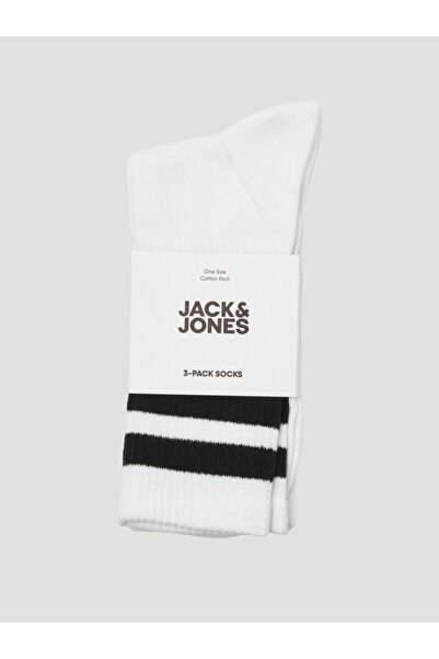 Jack & Jones Set de 3 perechi de șosete de tenis, bărbați, JACTRAVIS, cu logo, alb, universale