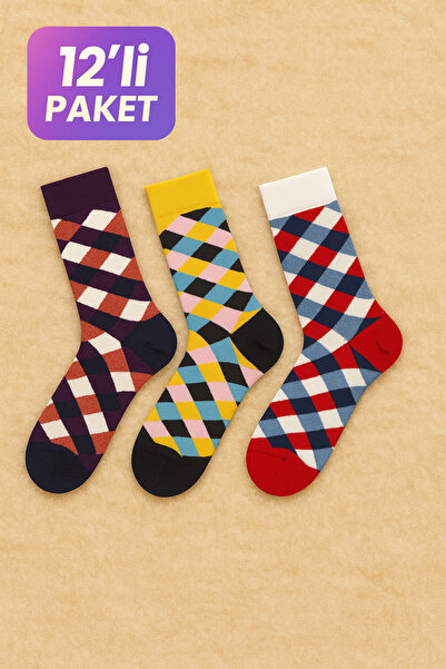 Loule Чорапи с тартан мотив, многоцветни, 12 чифта, памучни чорапи LL.BR13718.001