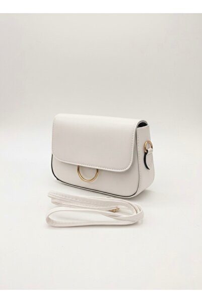 Satuna Geantă de umăr albă cu inel de aur – Geantă pentru zi cu zi și pentru ocazii speciale