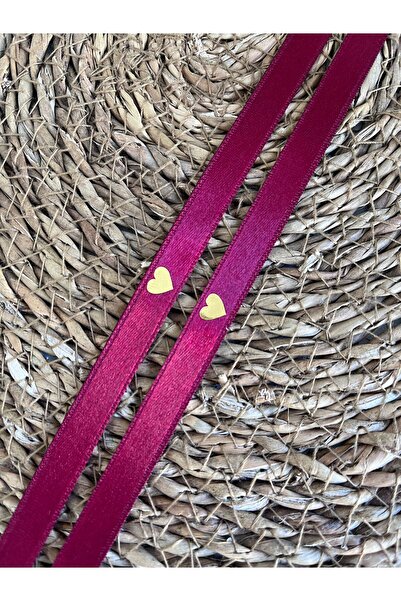 imzatasarım Bordo Kalpli Zerif Söz ve Nişan Kurdelesi