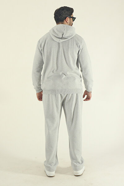 INFLUYENTE Men's Winter Fleece-Lined K Hooded Sweatshirt Bottom Baggy Tracksuit Set