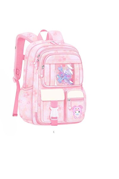 huitich حقيبة ظهر مدرسية للأطفال باللون الوردي مع أقسام متعددة - 44 × 31.5 × ...