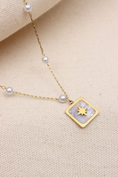 LA PERRY ACCESSORIES قلادة من الفولاذ الذهبي على شكل نجمة القطب من إنسِي زِين...