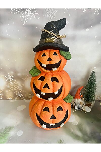 Bypinaryuksel Üçlü Hallowen Kabak Dekor,Yılbaşı Dekoru ,Kabak Biblo