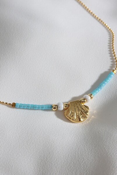 LA PERRY ACCESSORIES خلخال أزرق مع صدفة البحر