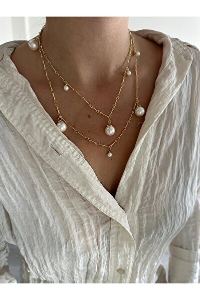 Charmist 14K Altın Kaplama 90 Cm Özel Seri İnci Kolye