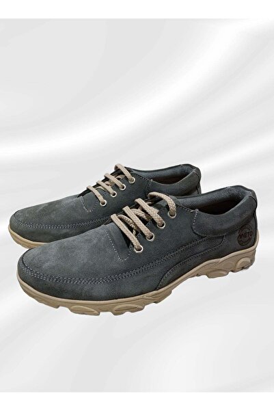 Meto Casual lace-up shoes in grey cowhide leather - genuine leather with safety sole