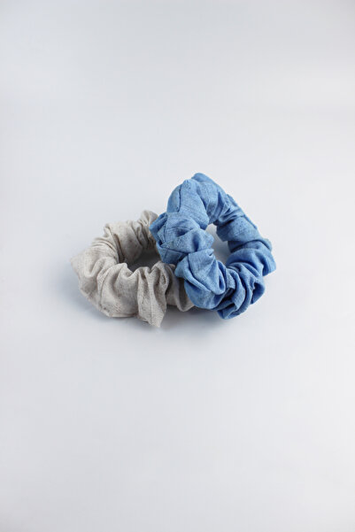 İLKYAZ Double Soft Fabric Rubber Buckle Set Bagel Buckle - Bone, Water Blue