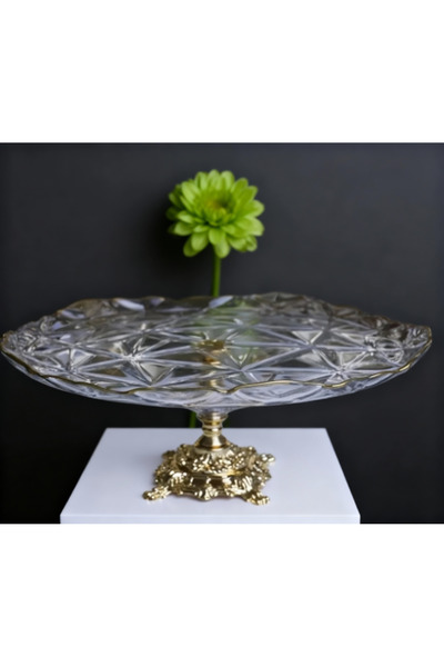 ÇNR Home Collection ESTRELLA YALDIZLI METAL AYAKLI PASTA SUNUMLUK KURABİYELİK