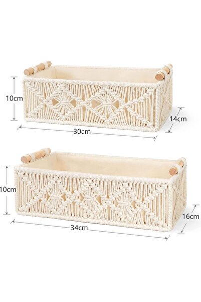 Generic Macrame Storage Baskets - Boho Handmade Woven Organizer (Set of 2)
