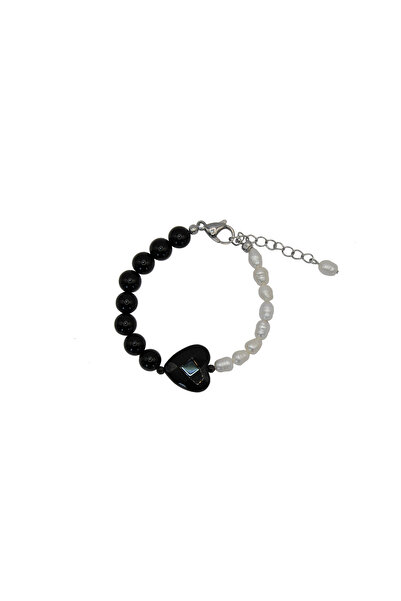 runa Bratara din perle de cultura si onyx , otel inoxidabil