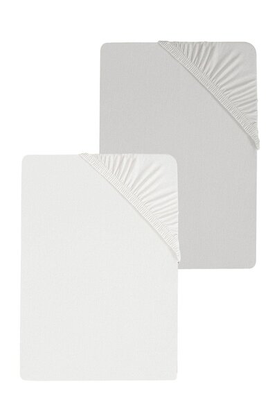 COTENCONCEPT 2 Pieces of Plain Cotton Single Size 150 X 200 cm Elasticated Combed Cotton Bed Sheet