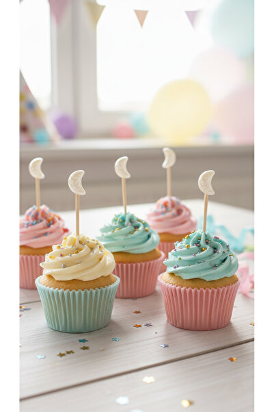 Eksen Concept 25’li Ay Figürlü Pastel Kürdan Pasta Süsü | Baby Shower, Doğum ...