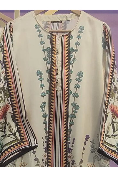 MYSMAR Off-White Crepe Printed Co-ord Set - AFK1010 | Off-White