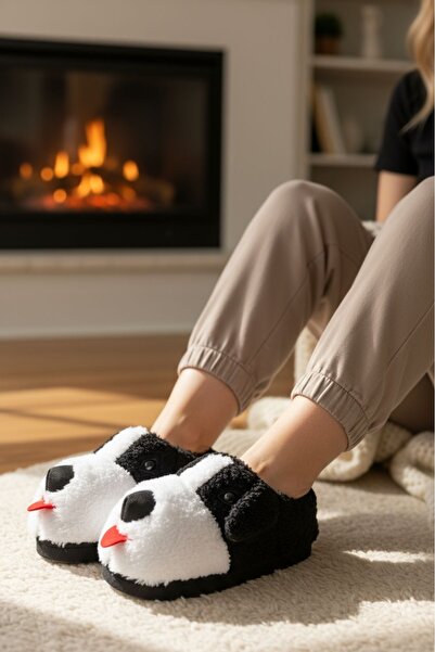 Modafırsat Panduf Pantofi de casă cu păr de pluș cu figuri de animale Cizme de casă cu talpă moale