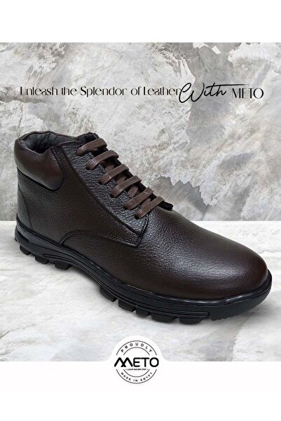Meto Men's Luxury Genuine Leather Lace Up Mid Height Formal Shoes