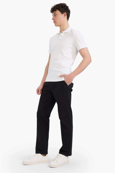 DeFacto D7349Axbk81 Black Regular Fit Regular Cut Pocketed Straight Leg Chino Trousers