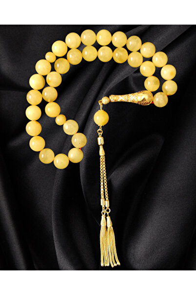 Erbab i Kehribar سبحة من العنبر البلطيقي المعتمد - تصميم بشرابة فضية وحجر الإمام