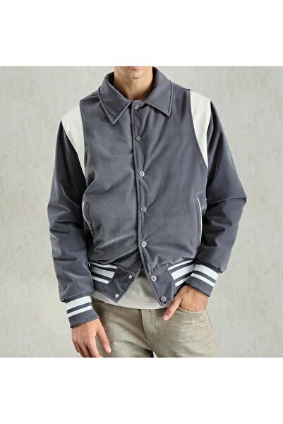 Hazhers Men's College Velvet Pocket Jacket