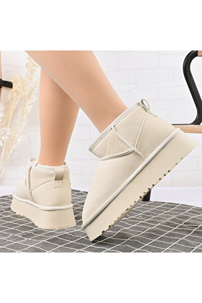 Tmall Ghete de damă, tip piele, îmblănite, TM1CD1035, bej