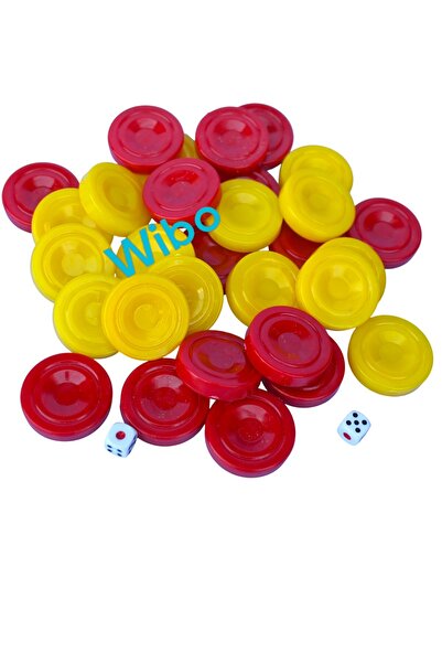 Wibo Backgammon Pieces Yellow Red Thick Acrylic Large Size 35 mm