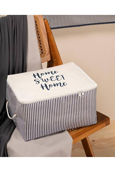 Berçak Home 2’li Mavi Çizgili Kumaş Bebek Hurcu – 30x22x18 cm Düzenleyici Kut...
