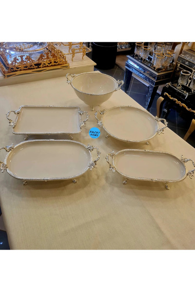 BULUTHOMEAKSESUAR 5 Piece Porcelain Presentation Set Silver