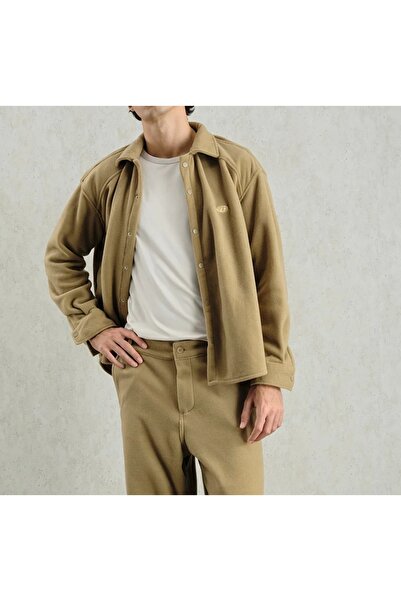 Hazhers Men's Oversized Shirt Collar Long Sleeve Winter Fleece Shirt