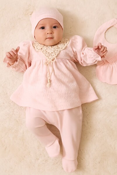 PefyBaby طقم ملابس للأطفال حديثي الولادة مكون من 5 قطع، 100% قطن، لون وردي، ي...