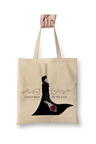 Toyaso Τσάντα αγορών Cowboy Bebop Anime v1 Λευκή υφασμάτινη τσάντα με μακριά λαβή Τσάντα παραλίας