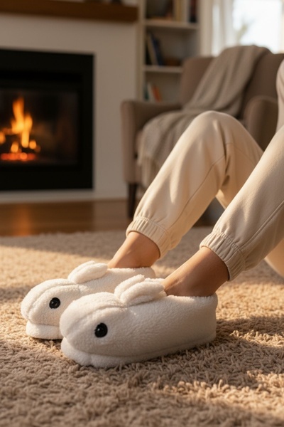 Modafırsat Panduf Pantofi de casă cu păr de pluș cu figuri de animale Cizme de casă cu talpă moale