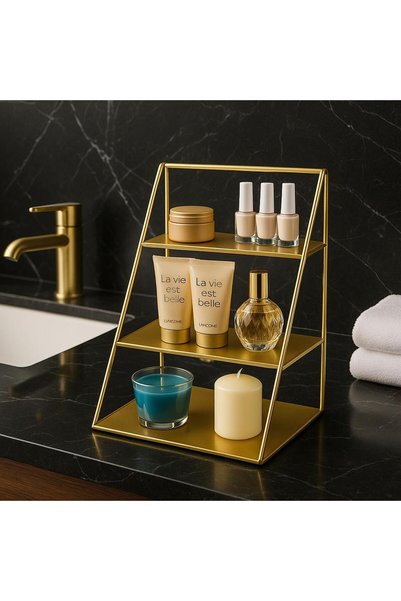 MERZANA Metal Makeup Organizer, Metal Shelf, Makeup and Cosmetic Organizer, Metal Organizer