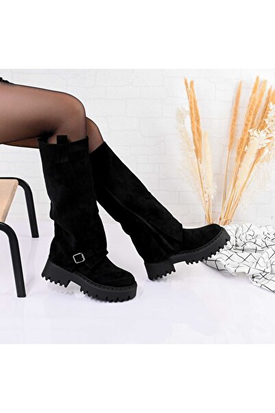 Tmall Ghete de damă, cu platformă, din piele întoarsă, TM1CD1028, negre