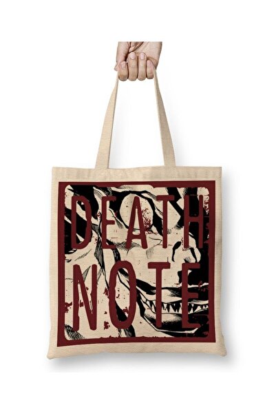 Toyaso Death Note Logo Anime Біла тканинна сумка з довгими ручками Сумка для покупок Пляжна сумка
