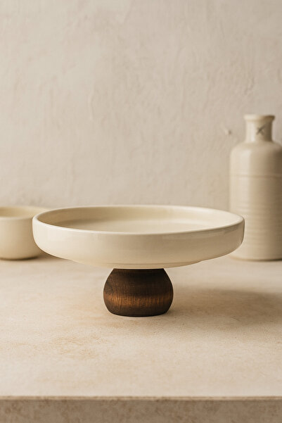 Bohemian Akasya Ayaklı Porselen Kase – Büyük Boy (25x11 cm)