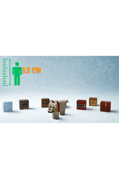 RoRoToys Minecraft Tarzı Mini Figür Seti +5 Manyetik Blok (Steve, Köylü, İskelet, Zombi, Kurt )