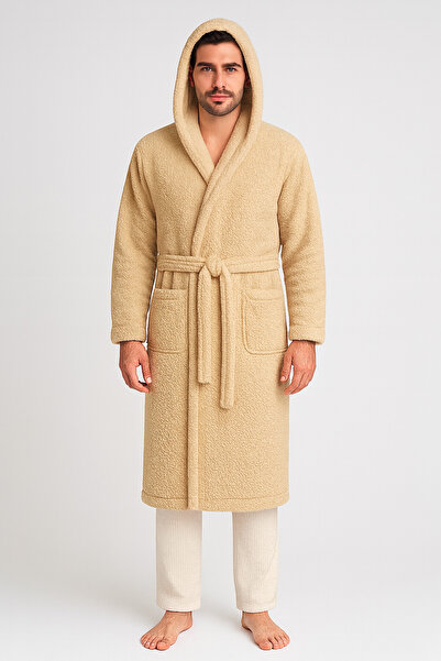 Misue Handmade με κουκούλα Μακρύ φόρεμα Unisex, Ανδρικό βελούδινο μπουρνούζι, Φόρεμα με εξαιρετικά απαλή αφή Maxi Size με κουκούλα