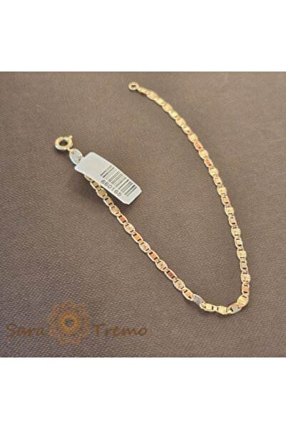 SaraTremo Brățară placată cu aur de 18K, unisex, design cu placă intercalată 1 la 1, 19 cm