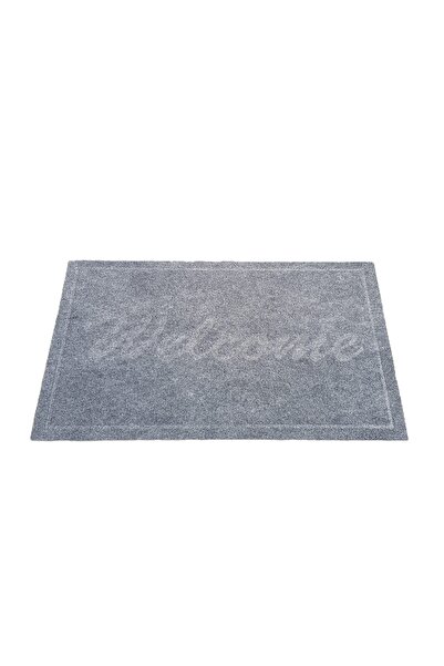 Kotonia Home Entrance mat - Welcome uni, 45x75 cm, non-slip 100% PVC, medium gray
