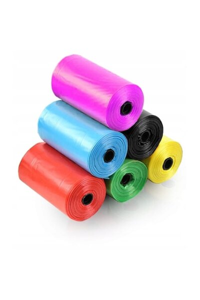 OEMN Pungi igienice pentru câini/pisici, 90 buc (6 role x 15 buc), multicolore