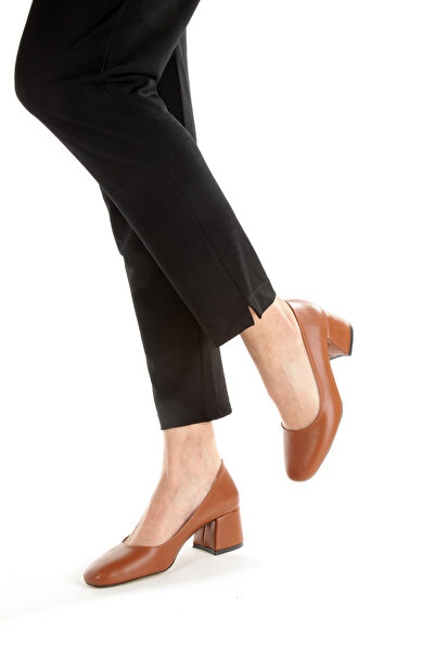 Ayakkabı Podyumum حذاء YELİZ بلون أسمر، مغلق من الأمام، مقدمة مستديرة، كعب سم...