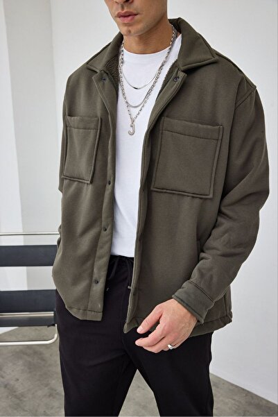 MADZEYMODA Премиум мъжка каки яке с полар подплата и копчета LS-89921