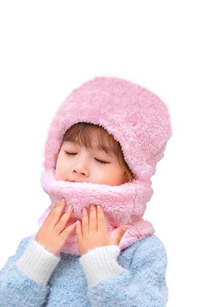 Leiste Cap Children's Plush Beanie Welsoft Scarf Neck Collar All-In-One Windproof Hat