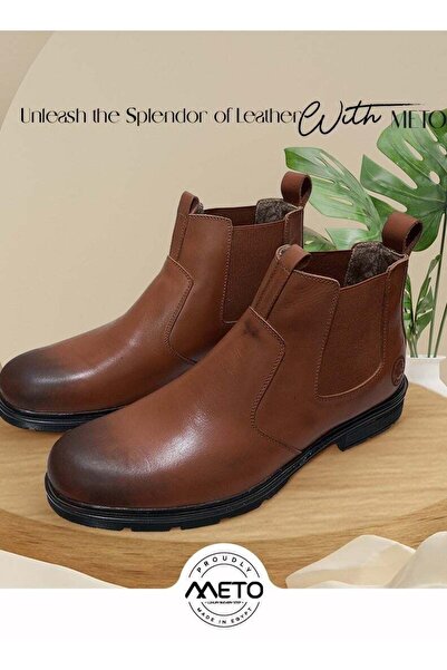 Meto Lace-free Chelsea Boot, Honey Genuine Calf Leather with Safety Sole (MTO-CH-H 002)