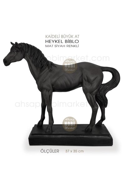 Dekoromi Dekoratif Kaideli Büyük At Heykeli (40x35 cm) Ev Ofis Sehpa ve Raf B...