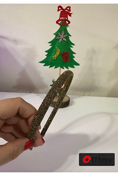 Darya Dd592 Gold Glitter Thin Crown (Sparkling New Year Model) Christmas Hairband