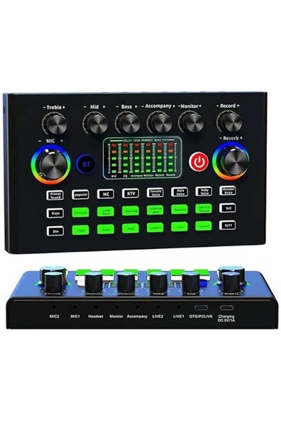 PopZa F 009 Live Sound Card – Bluetooth Audio Mixer for Broadcasting, Recording, and Live Streaming