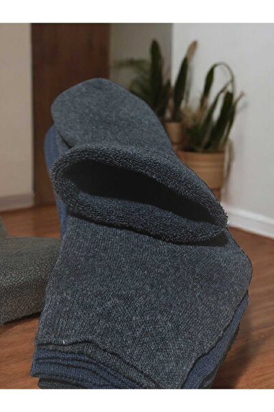 HAYEL 3 Pairs of Women's Black Antiresit Navy Blue Towel Thermal Cotton Booties